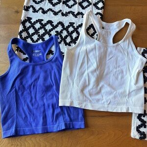Bundle of Two Racerback Tank Tops Blue White Womens size small S